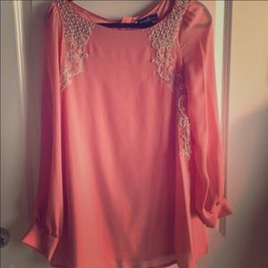 Guess By Marciano Peach Beaded Tunic Top